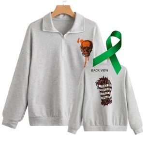 Fear is Temporary Mental Health graphic quarter zip pullover sweatshirt small